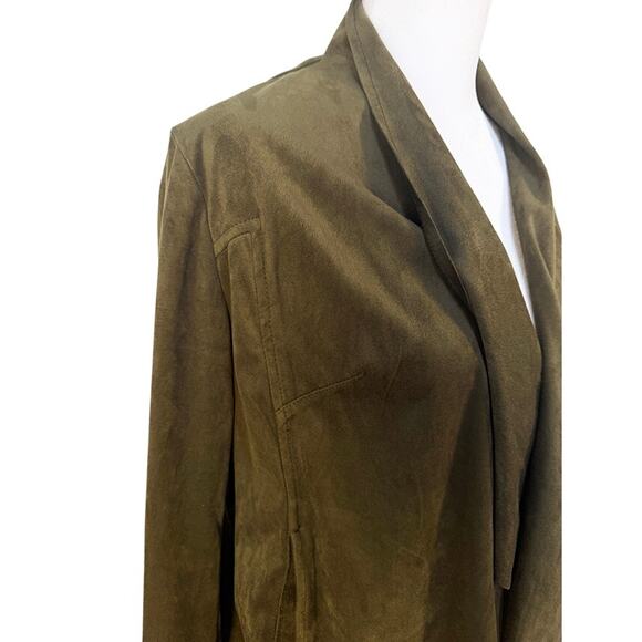 Kut From the‎ Kloth Faux Ultra Suede Moss Green Jacket SOFT W Hi Low Hem - Picture 4 of 9